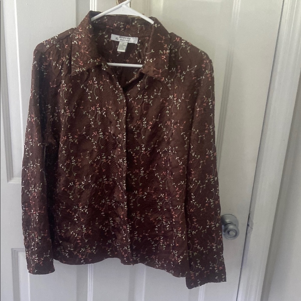 Chic Brown Floral Blouse